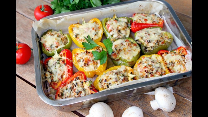 Перцы фаршированные фетой оливками