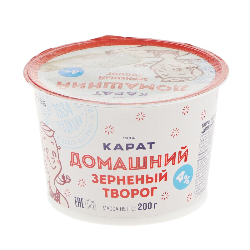 Творог карат домашний зерненый 4