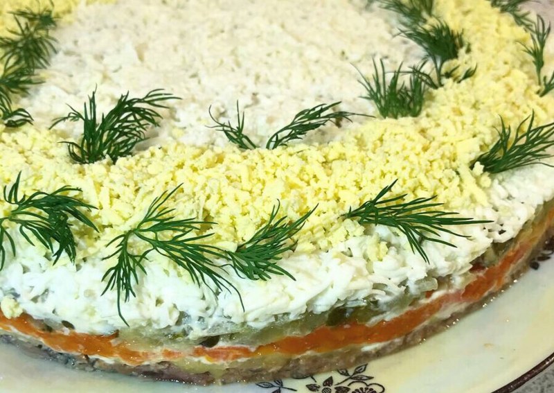 Мимоза с копченой горбушей