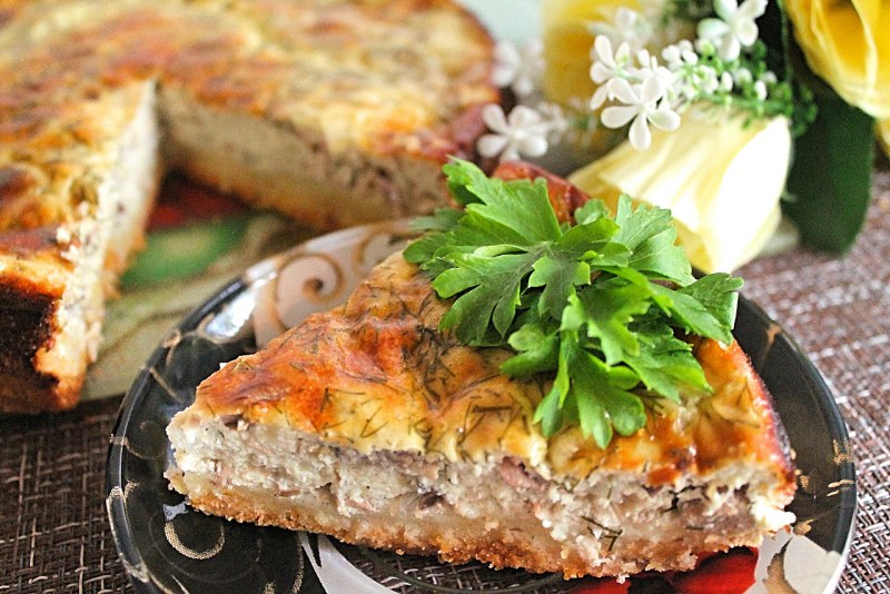 Пирог с консервами сайра
