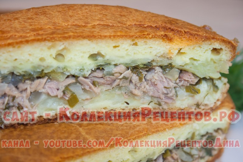 Пирог с горбушей и рисом
