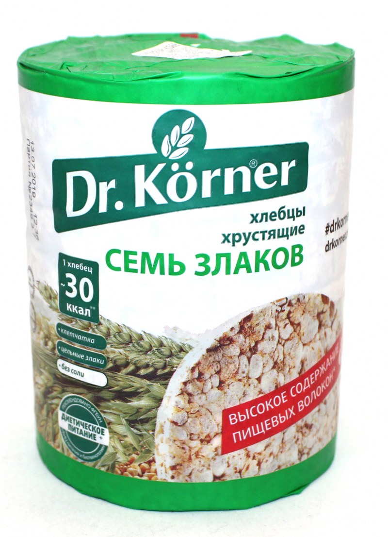 Хлебцы овсяно-пшеничные (квадратные) со смесью семян Dr. Korner, 100г