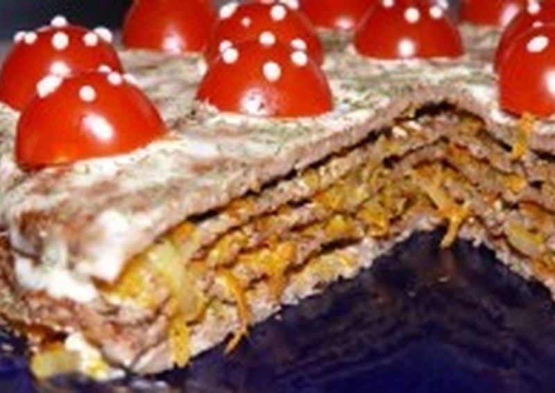 Печёночный торт без моркови