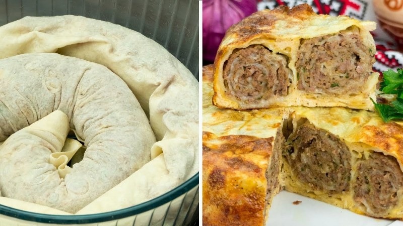 Улитка с мясом из слоеного теста