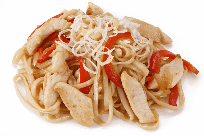 Wok с лососем
