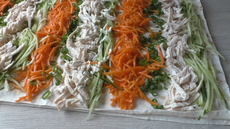 Лаваш с корейской морковью
