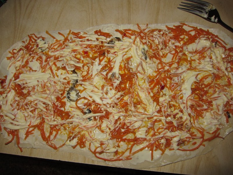 Лаваш с корейской морковкой
