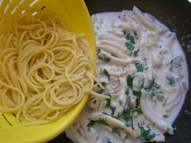 Феттучини маринара