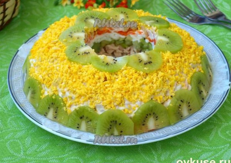 Салат с курицей и киви малахитовый браслет