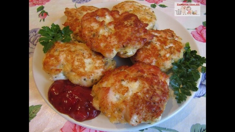 Рубленные куриные котлеты с грибами