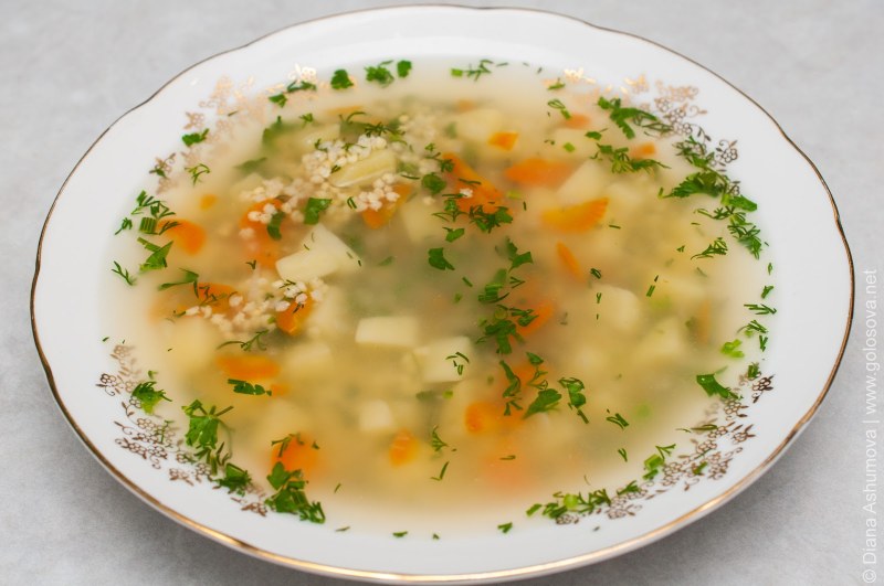 Рыбный суп с пшеном