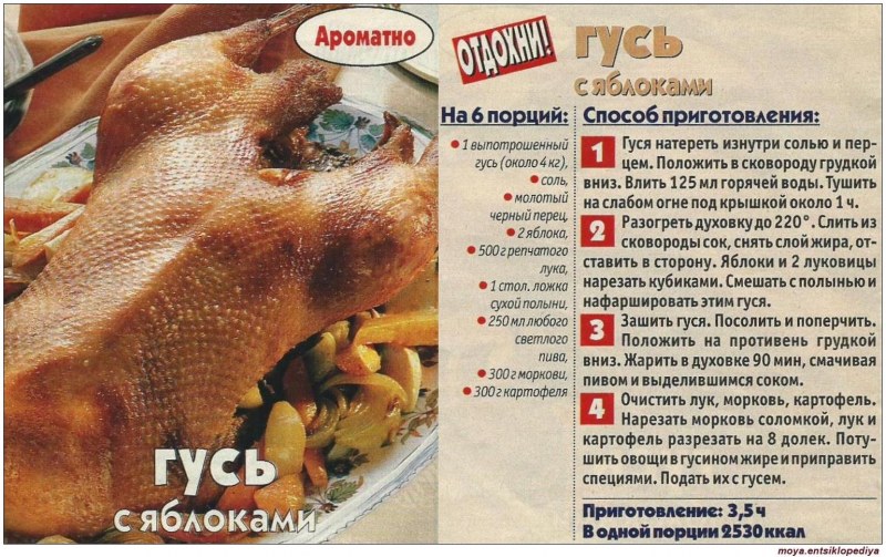 Гусь запечённый с прправами