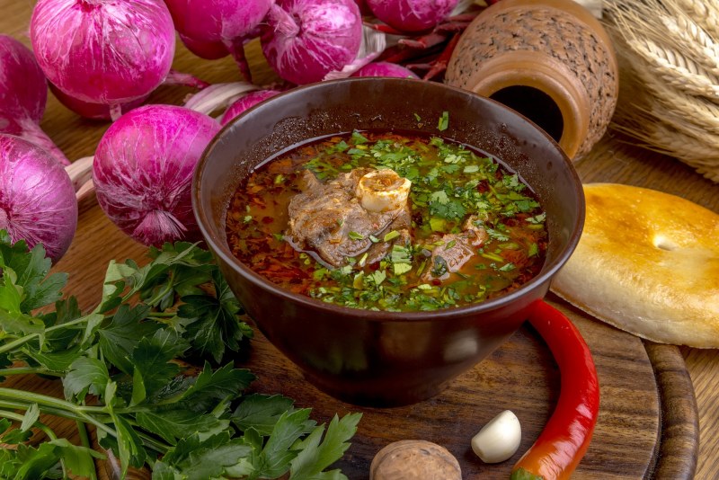 Харчо из свинины с рисом и картошкой