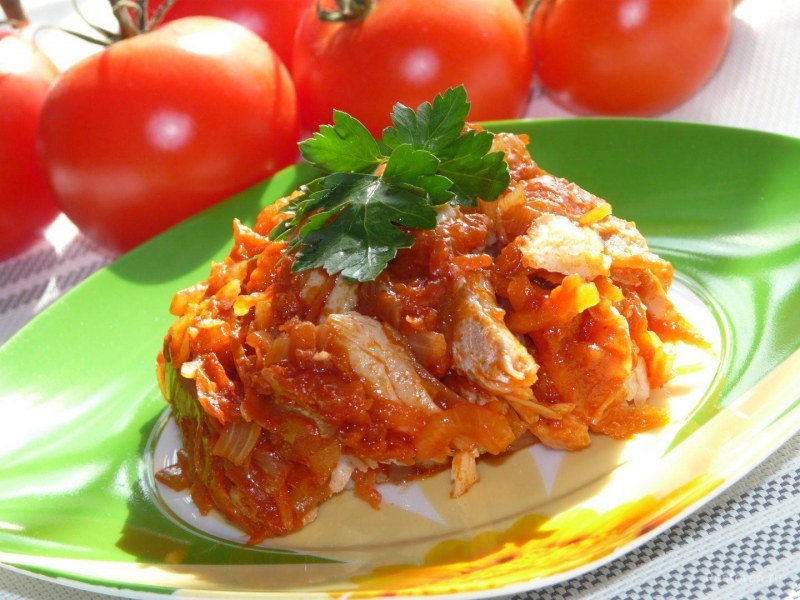 Минтай под маринадом из моркови и лука