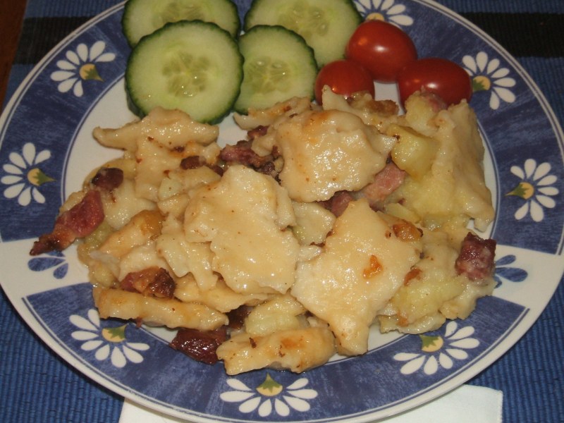 Галушки с картошкой и мясом