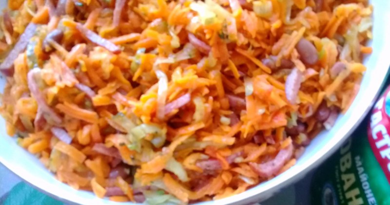 Салат закуска по корейски с курицей лента