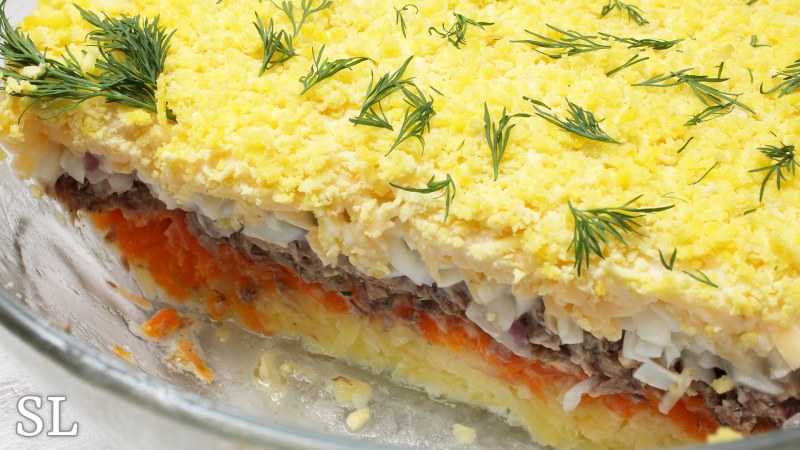 Мимоза с рисом и горбушей