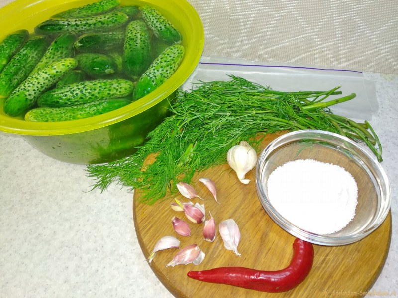Малосольные огурчики с укропом