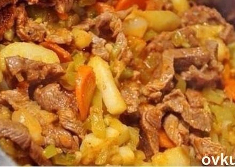 Тушеная редька с мясом