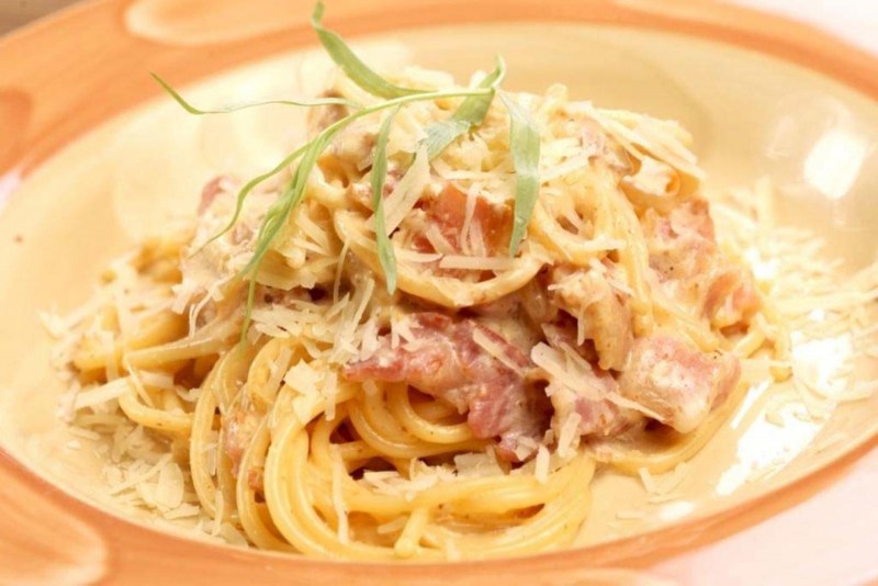 Карбонара с ветчиной и сыром