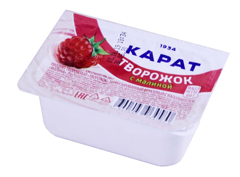 Карат творожок 100г фруктовый малина 9%