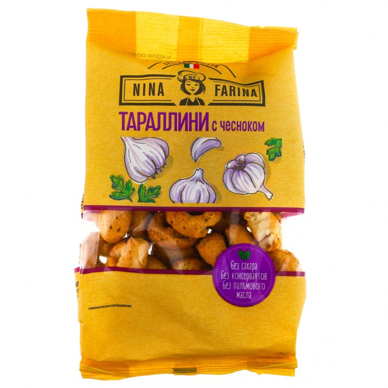 Тараллини Nina Farina 180г с чесноком