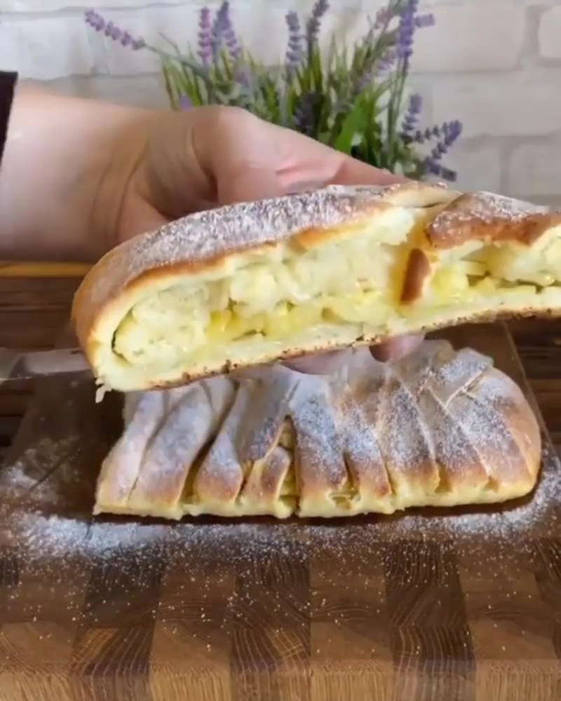 Творожная плетенка с яблоками