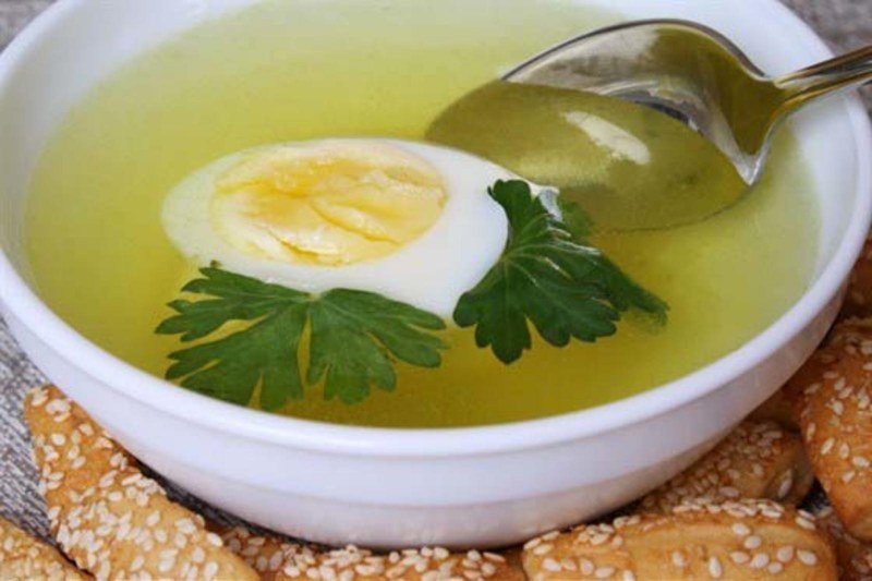 Бульон с запеченным рисом