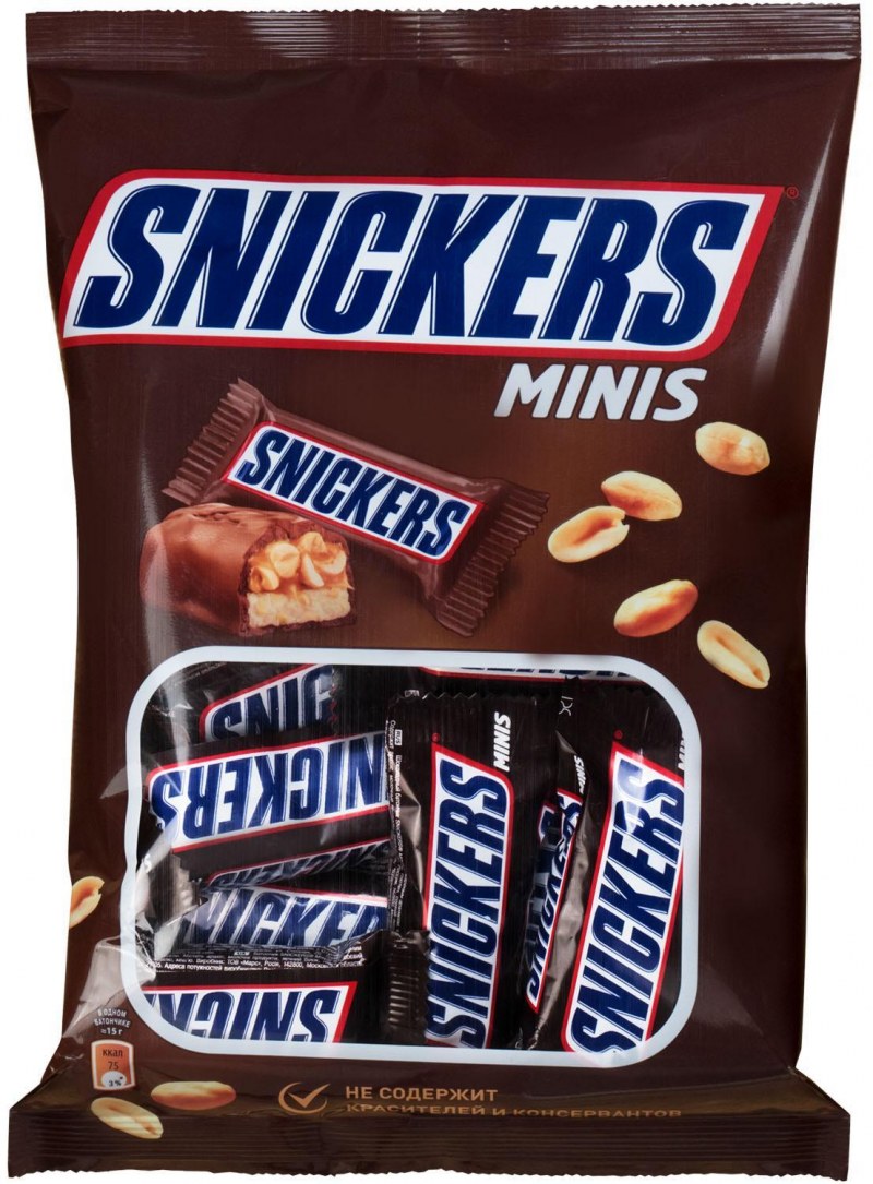 Шоколадные батончики snickers Mini, 180 г