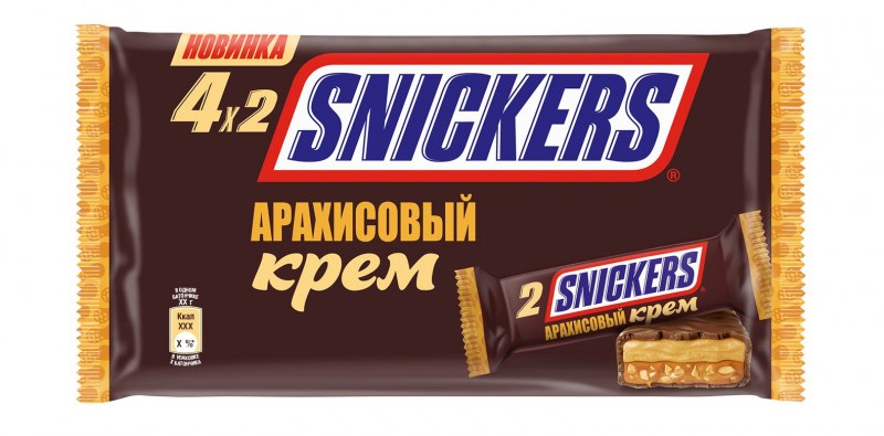 Батончик шоколадный snickers арахисовый крем
