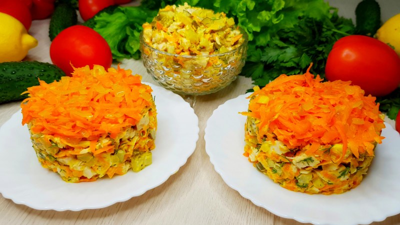 Салат с печенкой отварной