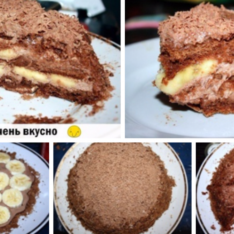 Торт из печенья с бананом