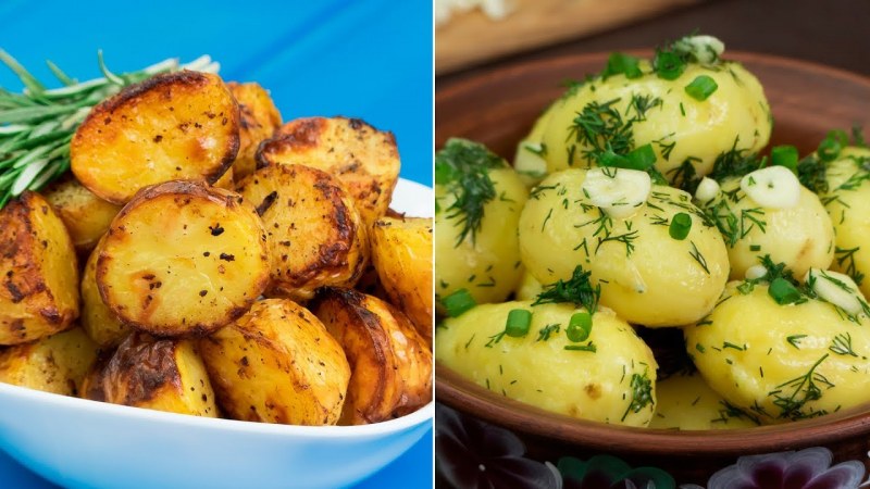 Картошка с чесноком на сковороде