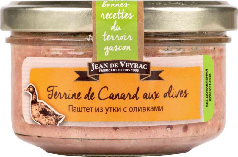 Паштет Jean de Veyrac из утки с оливками 130 г