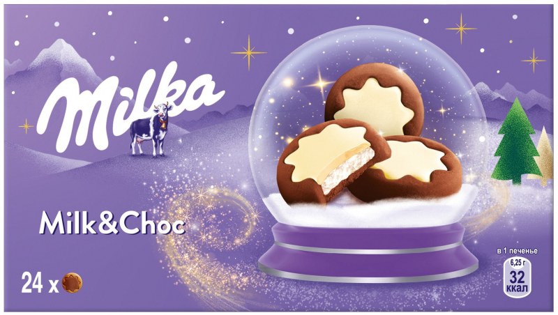 Печенье Milka Milk choc White, 187 г