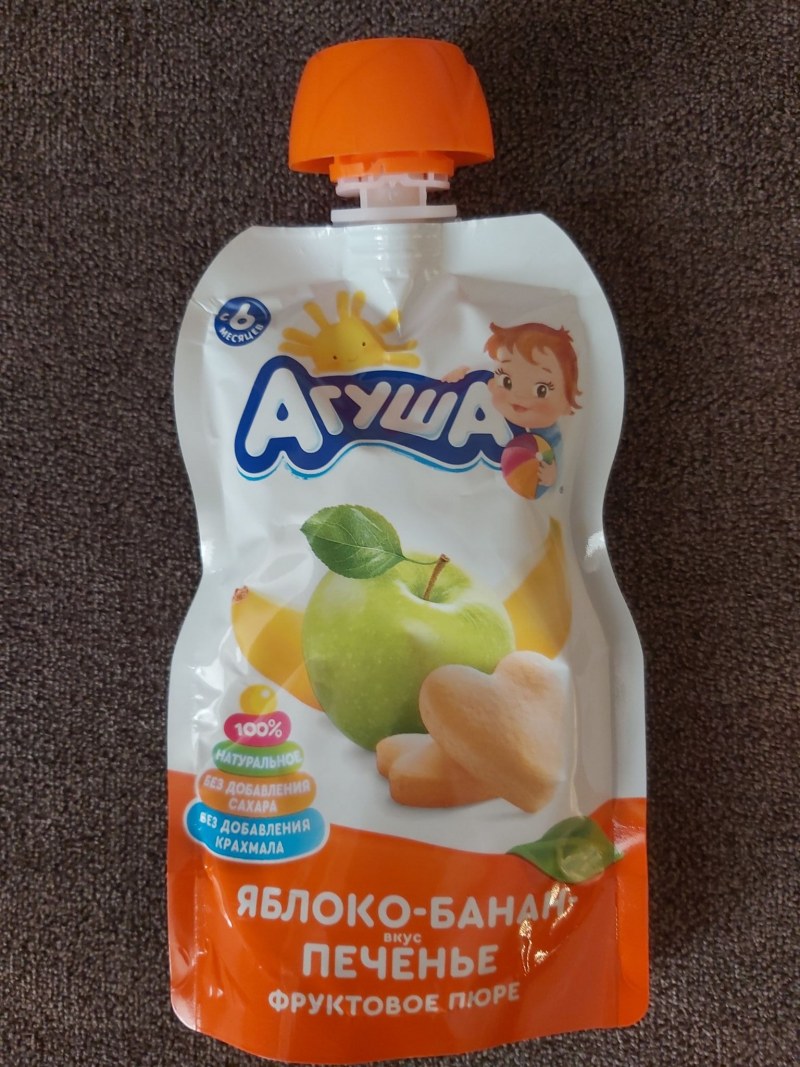 Пюре Агуша яблоко-банан-печенье 90г