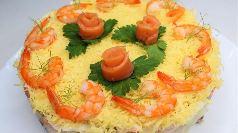 Салат нежность с креветками
