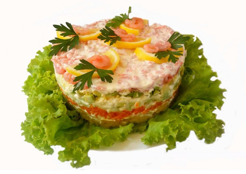 Салат с кальмарами и мясом криля