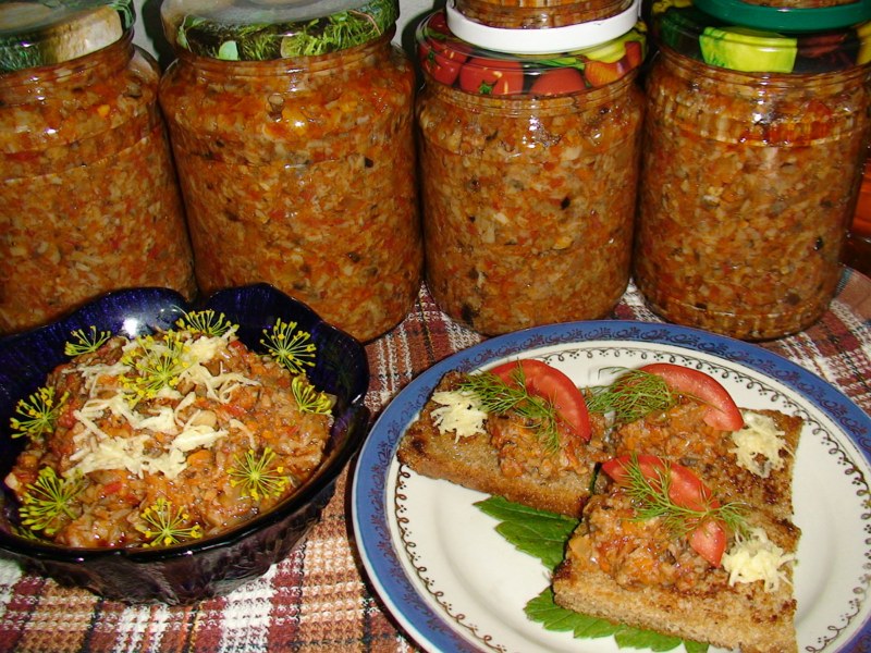 Грибная икра с зеленым луком