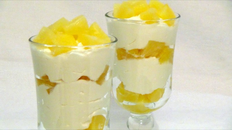Творожное желе с ананасами