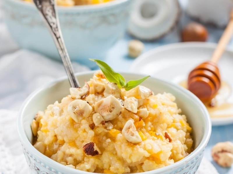 Пшенная каша с сыром сулугуни